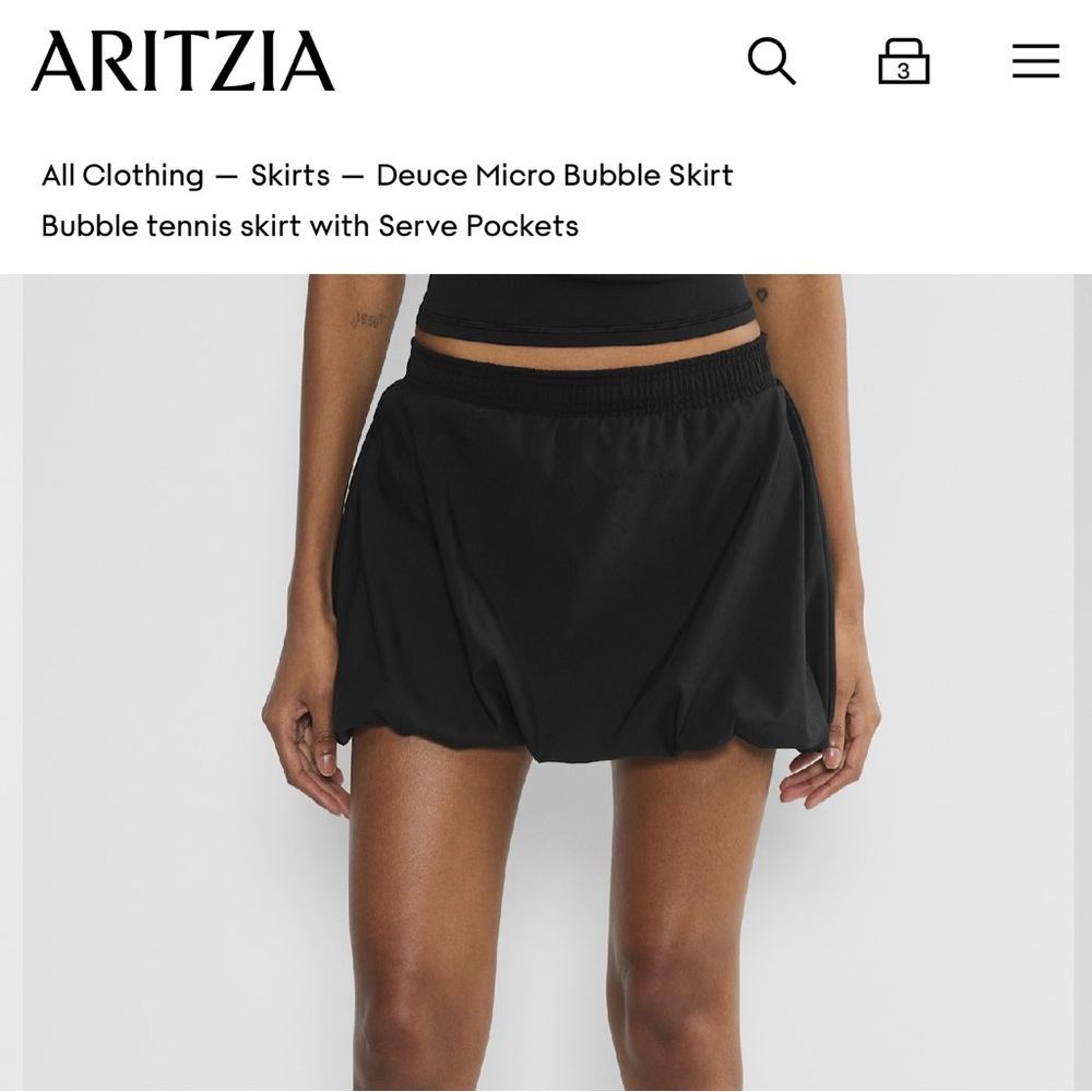 Aritzia Black Skirt with Drawstring